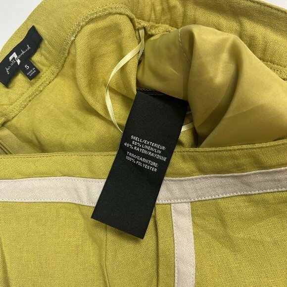 7 For All Mankind Linen Trouser Pants Size Small Golden Mustard High Rise 83147 - Picture 9 of 11